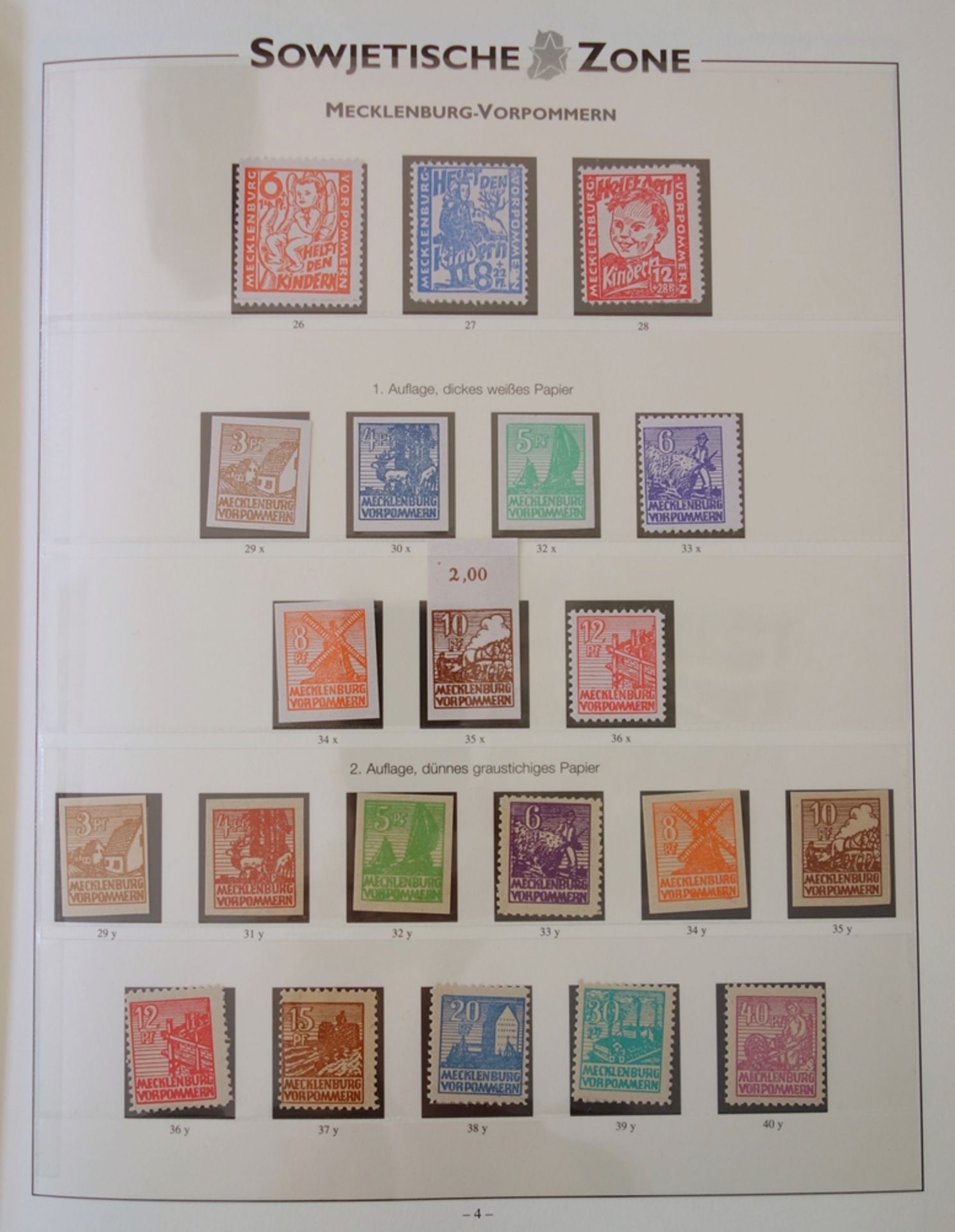 Briefmarkensammlung Besatzungszone Sowjetunion, 1945 - 1946; gepflegt, teils gestempelt,
