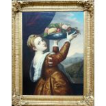 Carl de Calzada, "Mädchen mit Fruchtschale" nach Tizian, 2. Hälfte 19. Jahrhundert, Öl/Leinwand,