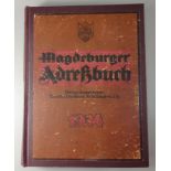 Magdeburger Adreßbuch 1934, Verlag August Scherl, mit Stadtplan, Zust. altersentsprechend 1-2