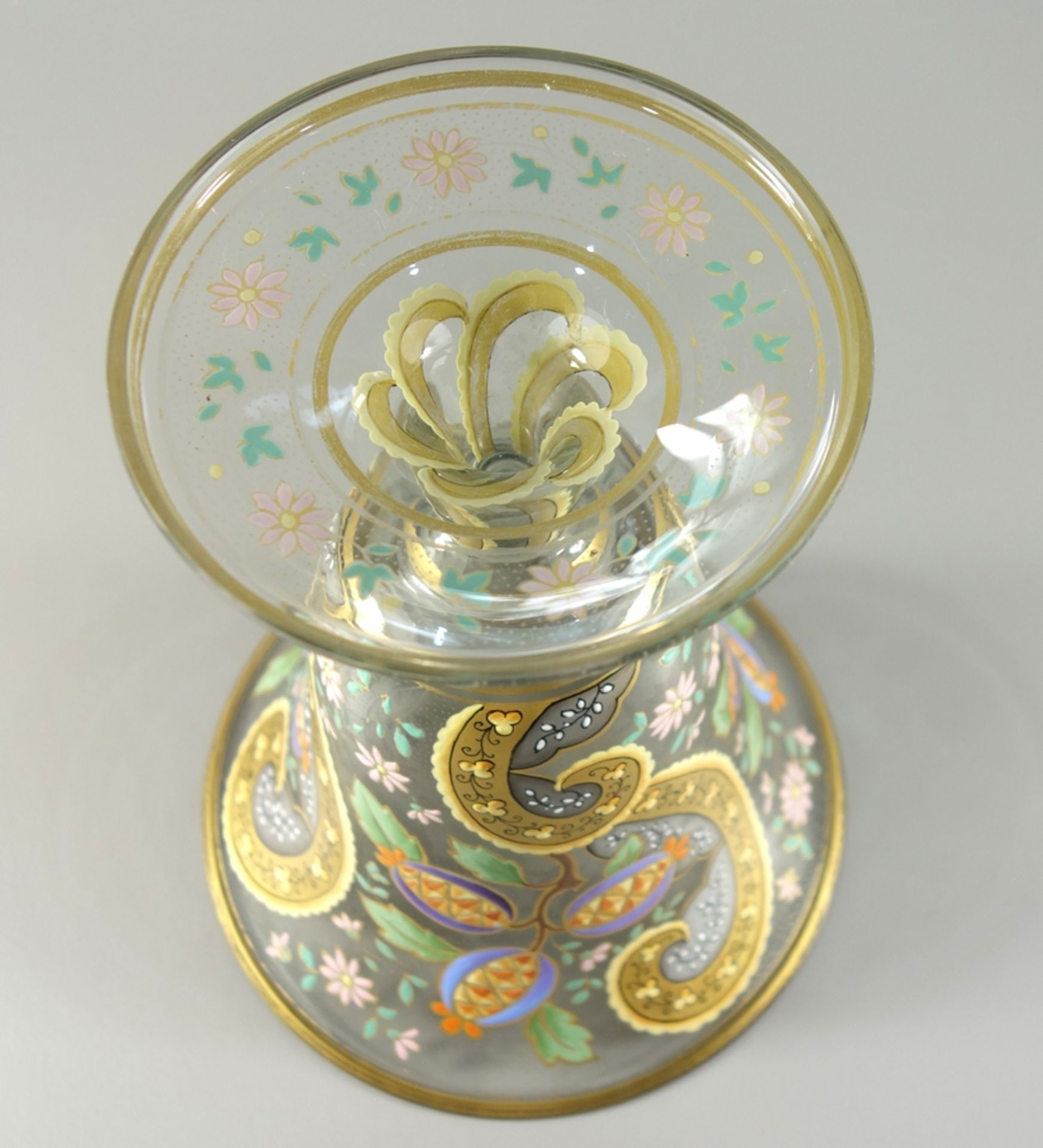 Vase im orientalisierenden Stil, wohl Süddeutschland, um 1880/90, Klarglas mit Hohlstand, - Bild 3 aus 3