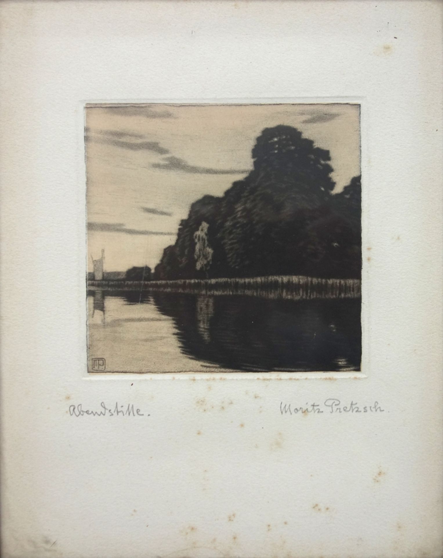 Moritz Bernhard Pretzsch (1885-1945), "Abendstille", Farbradierung, u.l. in der