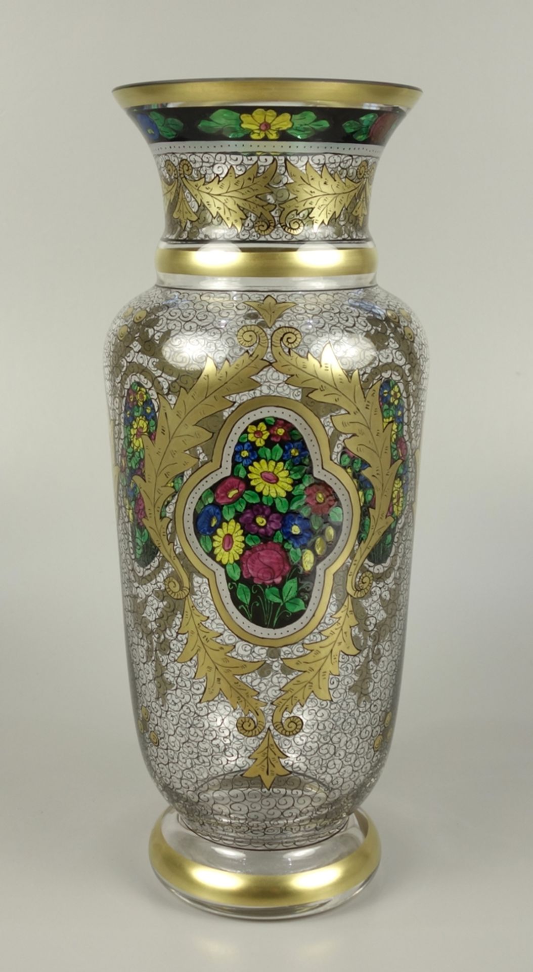 große Vase mit Transparent- und Goldmalerei, Hermann Pautsch, Haida, um 1920, f