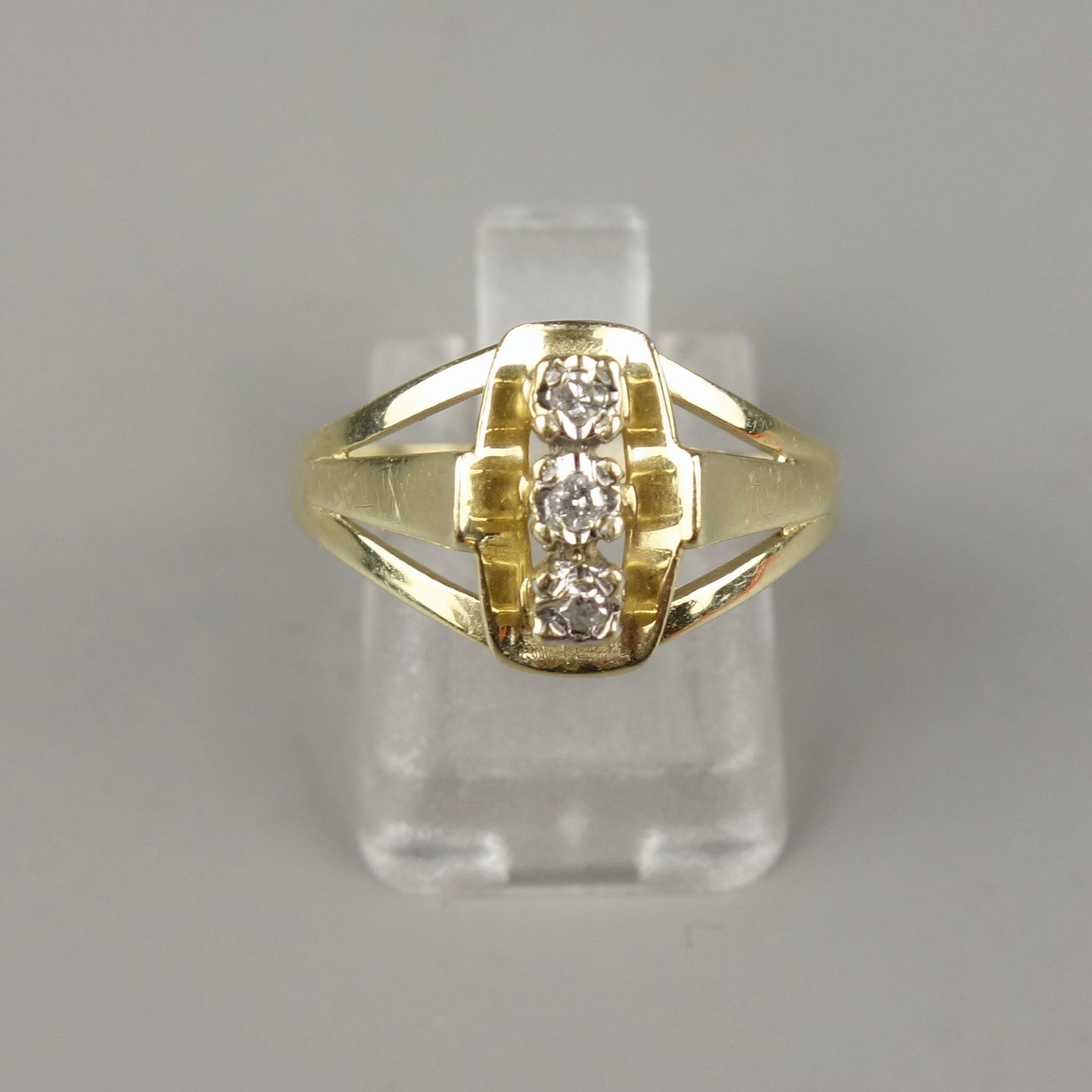 Ring mit 3 Brillanten, 585er Gold, Gew.2,68g, Brillanten, total ca.0,21ct, unte - Bild 2 aus 3