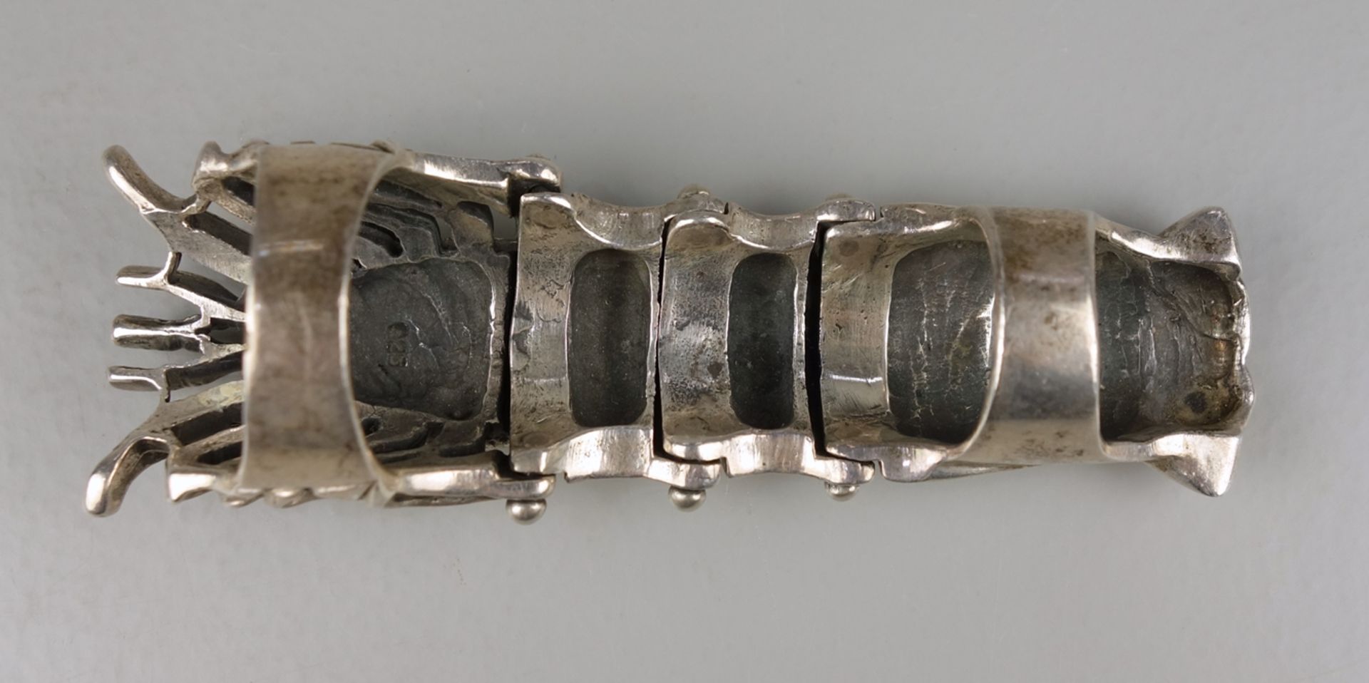 Ganzfingerring / Gelenkring, 925er Silber, Gew.70,37g, in Form einer Garnele, G - Bild 3 aus 3