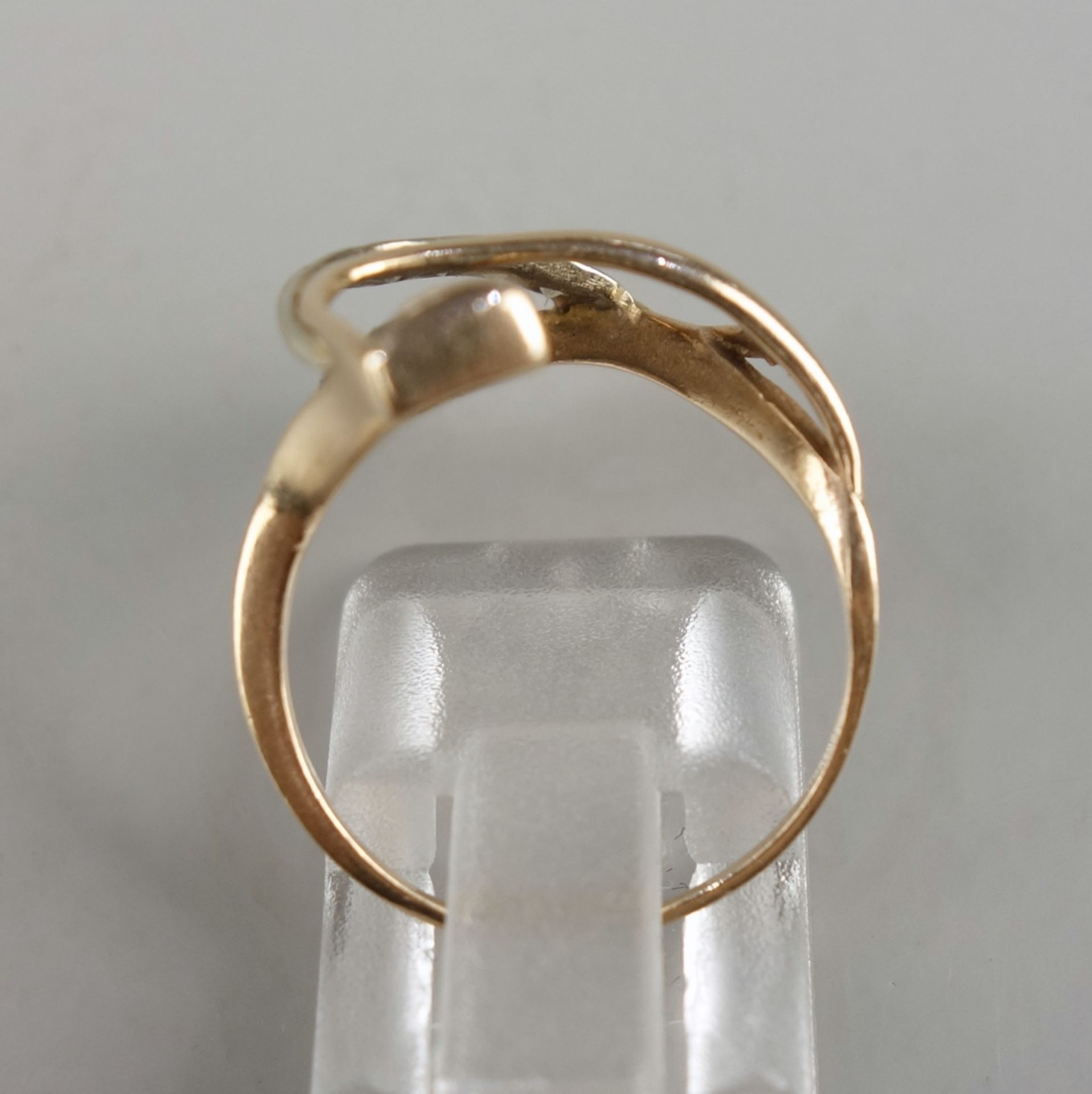 Ring mit stabförmigem Edelstein und Zirkonias, 585er Gold (gepr.), Gew.3,47g, v - Bild 3 aus 3