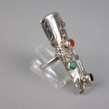 Ring mit farbigen Steinbesatz, 925er Silber, Gew.7,54g, Silberschmiedeanfertigu