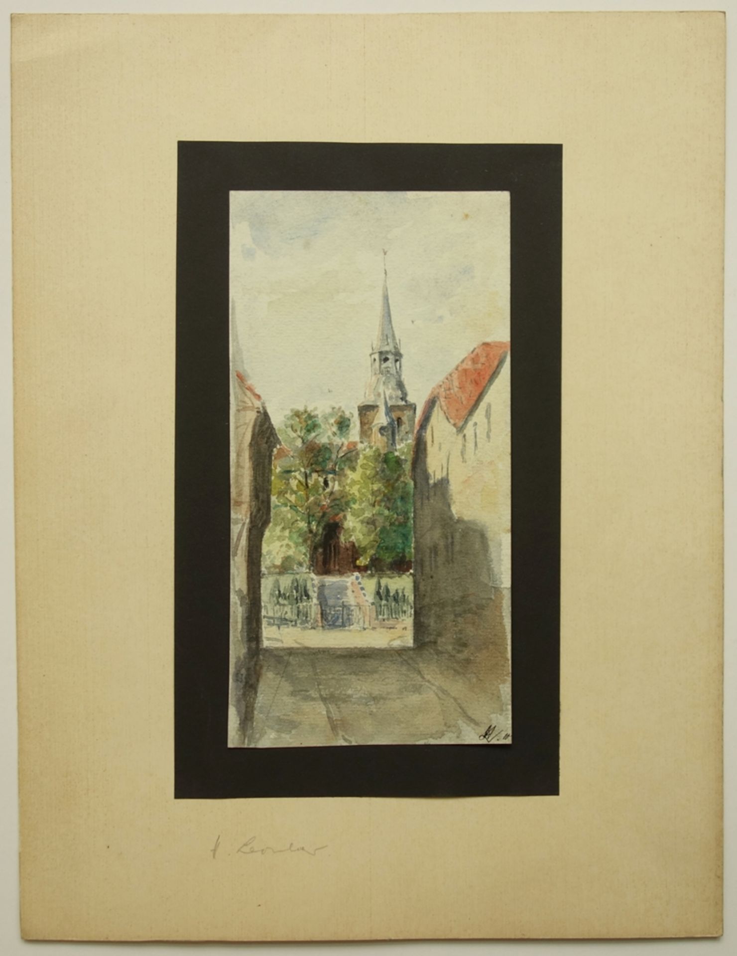 Monogrammist LH, "Kirche", 1910, Aquarell, unten rechts monogrammiert und datie