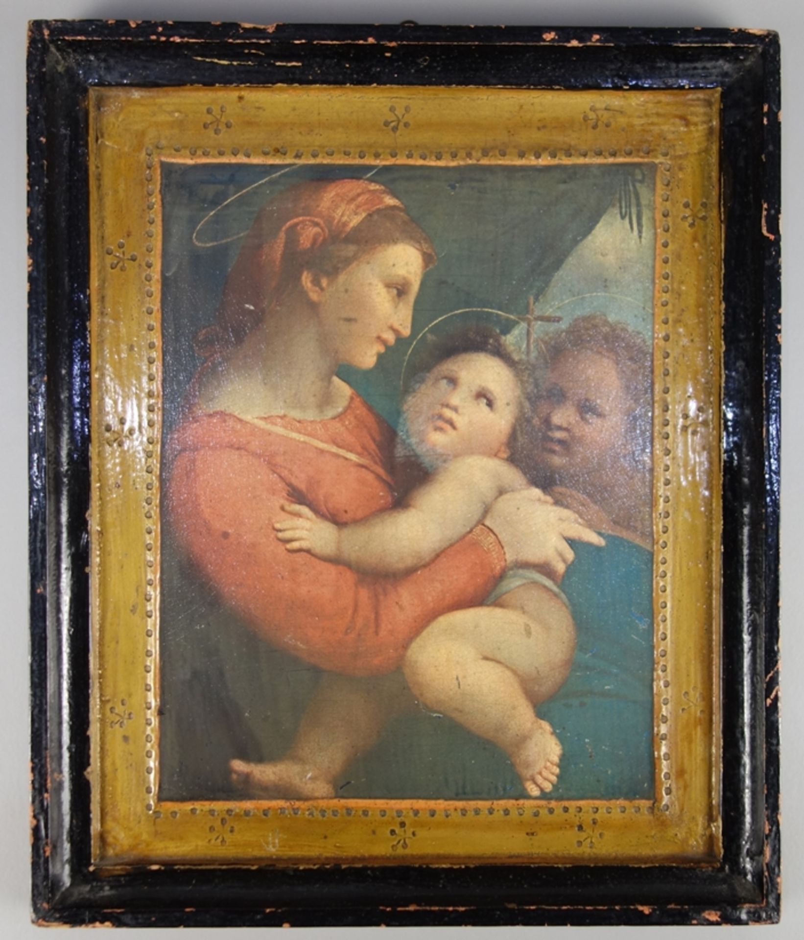 Kunstdruck nach Raffael "Madonna della Tenda", 2. Hälfte 20. Jahrhundert, in an
