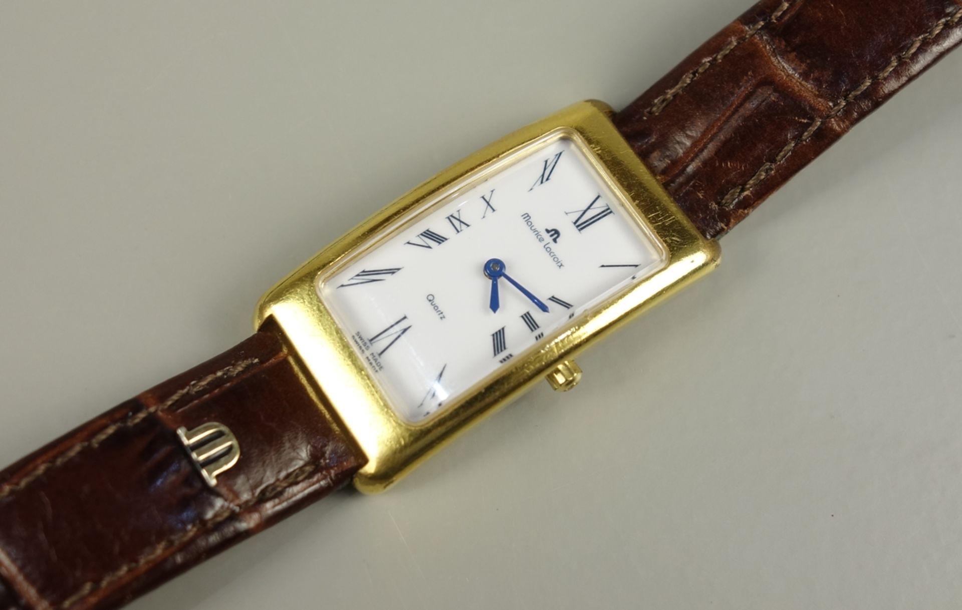 Damenarmbanduhr Maurice Lacroix "Fiaba"+ Zusatzarmband, rechteckiges, vergoldet