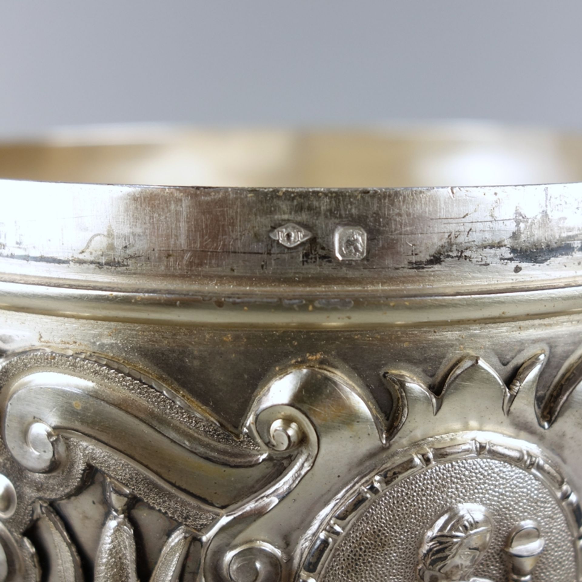 Ziborium, Silber, Frankreich, 950er Silber, 19.Jh., gewölbter Stand mit Reliefp - Bild 6 aus 6