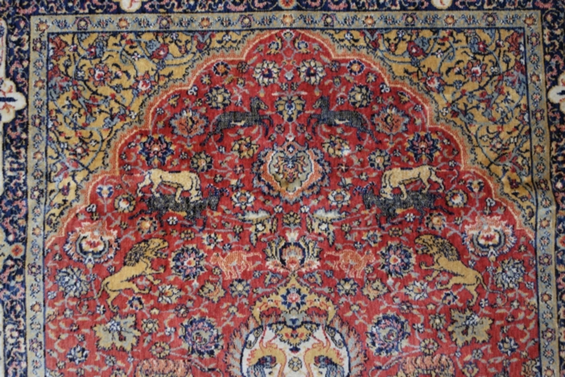 Teppich, Keschan, 192*304cm, Tiere aus der Wildnis (Löwe, Löwin und Vogel Strau - Bild 2 aus 4