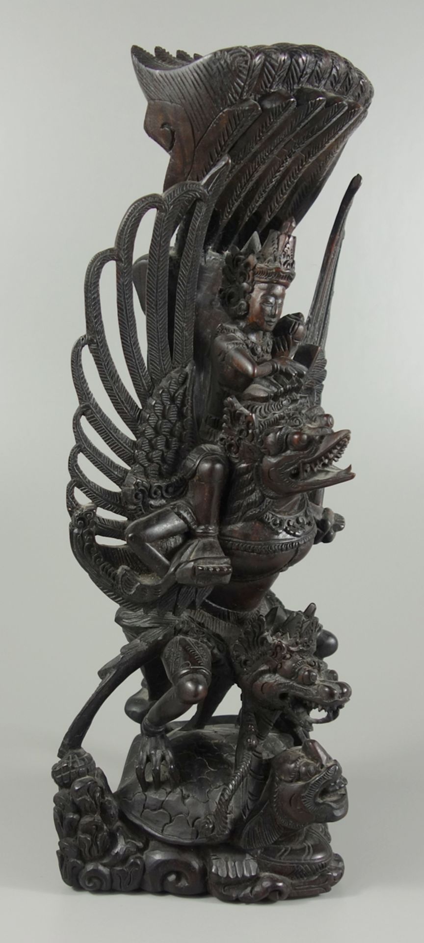 Vishnu auf Garuda, Bali, Indonesien, Hartholz, aufwendig geschnitzt, H.36cm, ei - Bild 2 aus 3