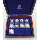 9 silberne Medaillen "Europa-Münzen", 5 vergoldete Medaillen "500 Jahre Reforma
