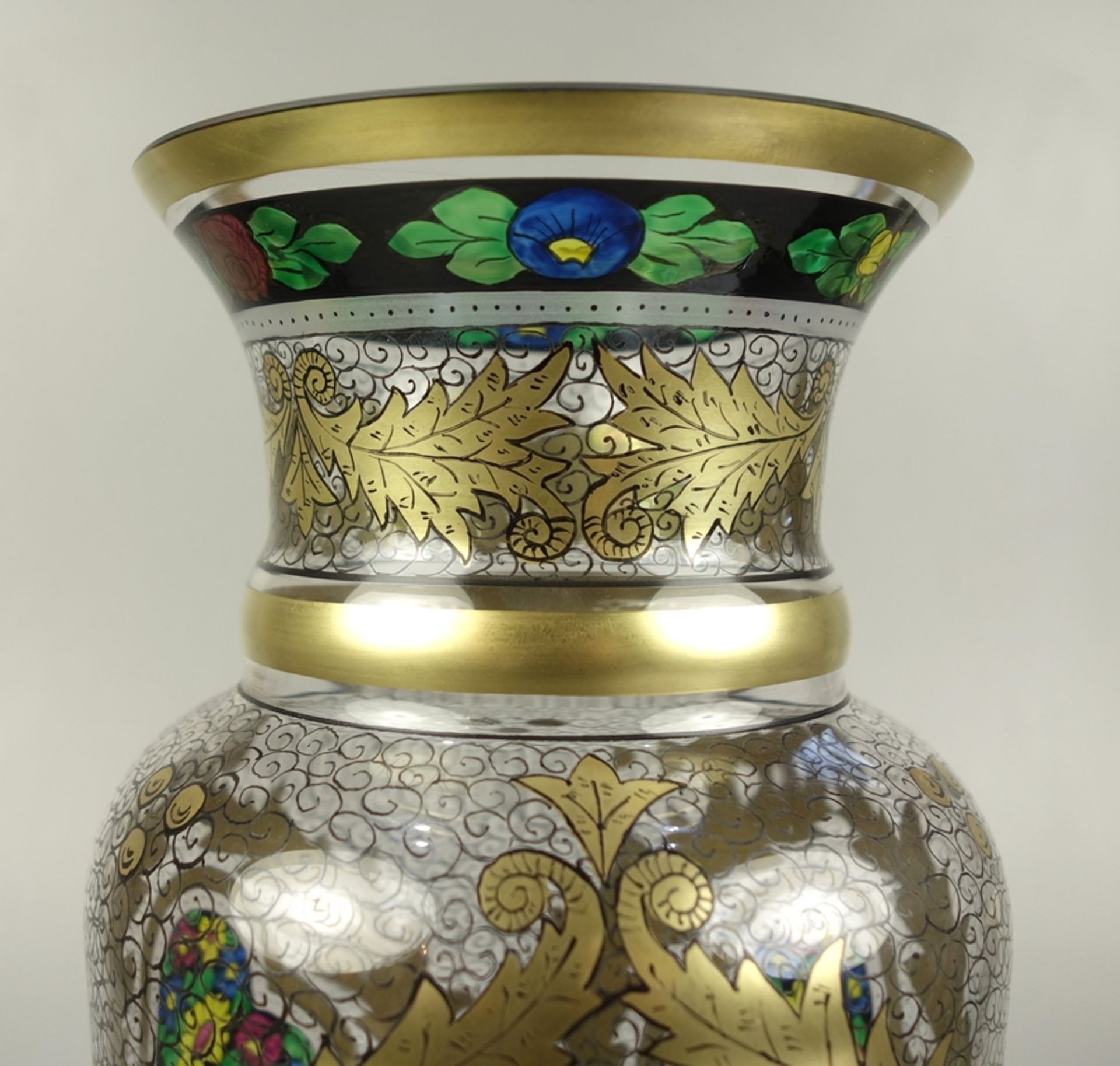 große Vase mit Transparent- und Goldmalerei, Hermann Pautsch, Haida, um 1920, f - Bild 3 aus 3