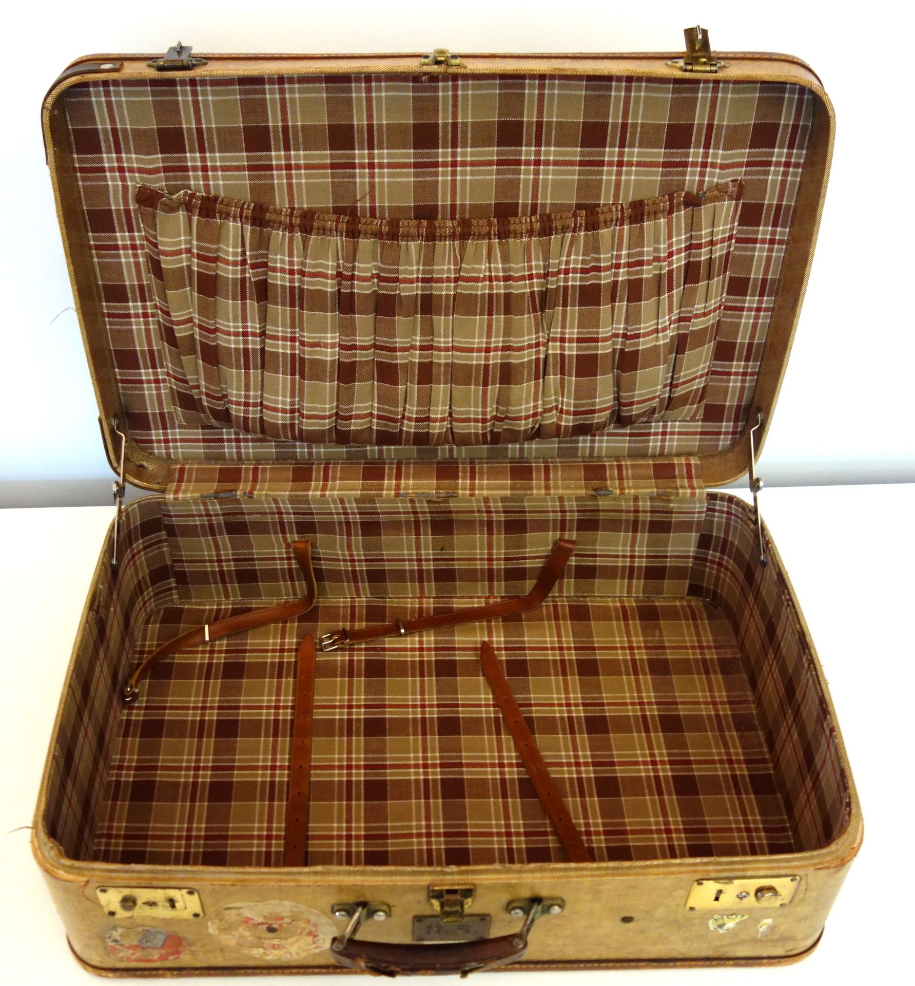 Paar Reisekoffer, Mädler Stratobox, 1940/1950er Jahre, Ecken mit Lederkanten, d - Image 6 of 7