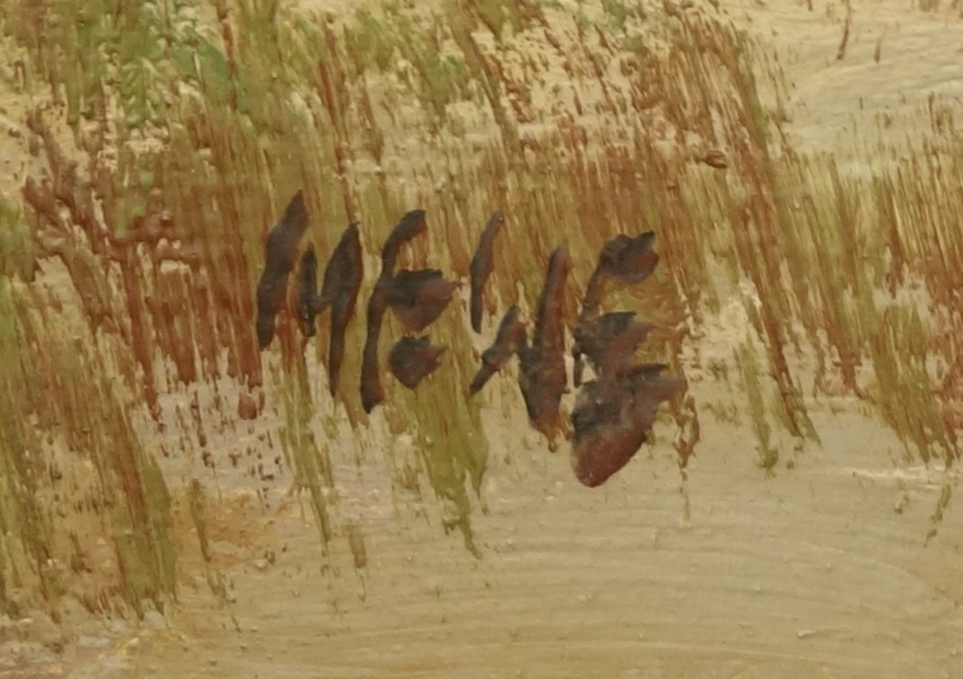 signiert "Mewe", "Küstenlandschaft mit Kiefern", 1970er Jahre, Öl/Leinwand, H*B - Bild 3 aus 4