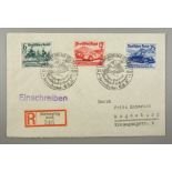 Deutsches Reich, R-Satzbrief, Nürburgring-Rennen 1939, mit Poststempel, 695-697