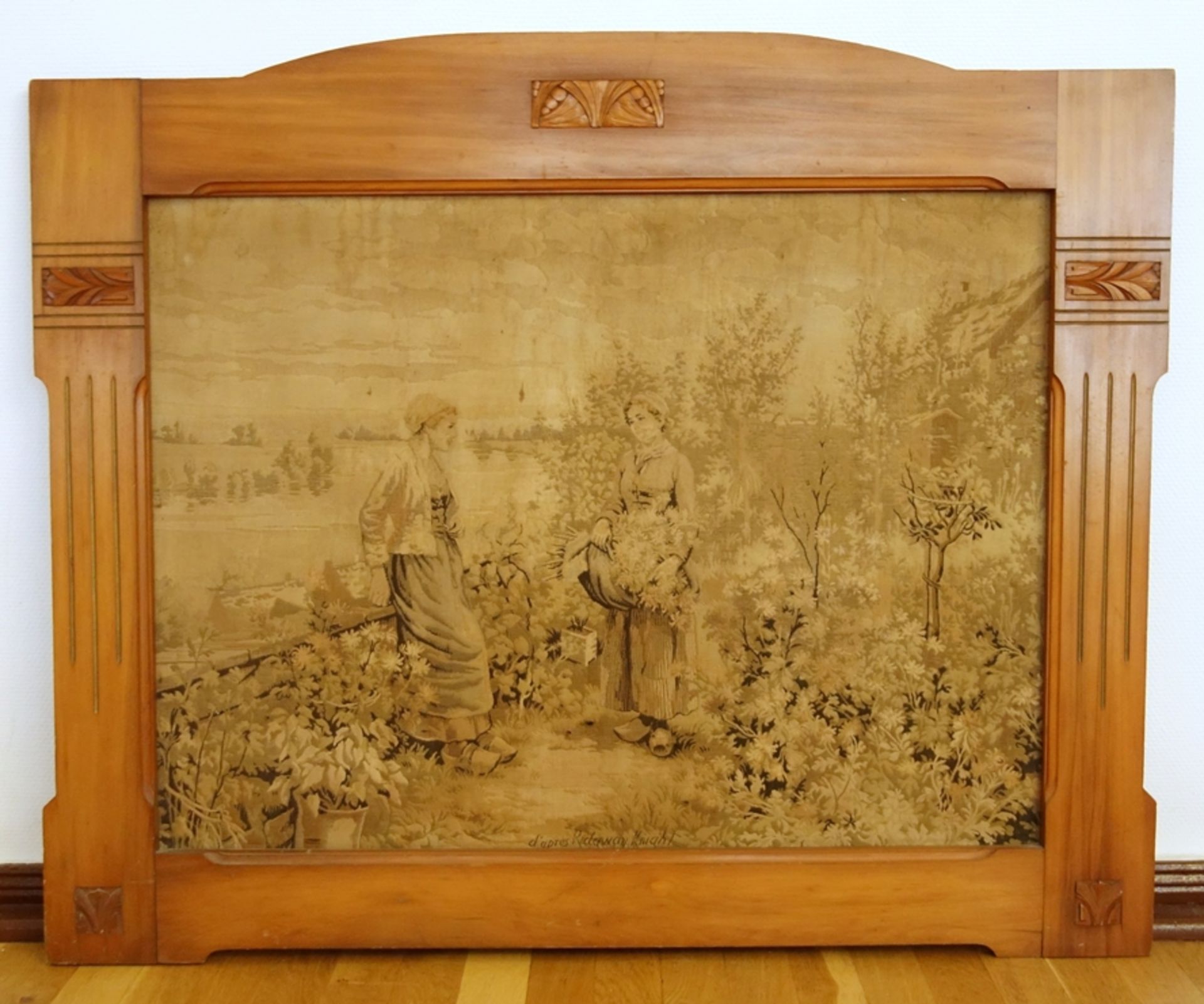 großer Wandteppich "Zwei Frauen im Garten" nach Daniel Ridgway Knight (1839-192