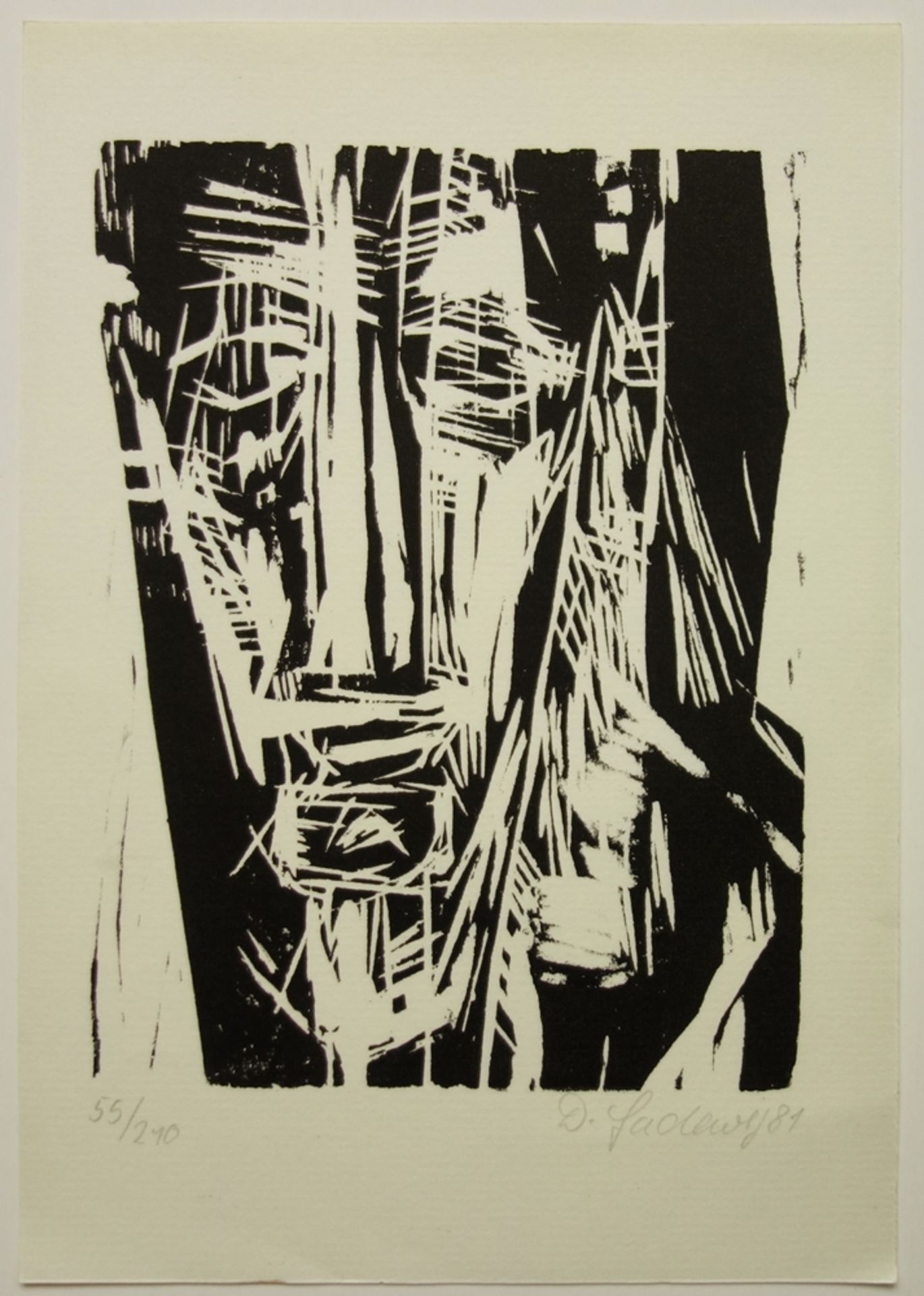 Dieter Ladewig (1953, Blankenburg/Harz), "Portrait", 1981, Holzschnitt, unten r