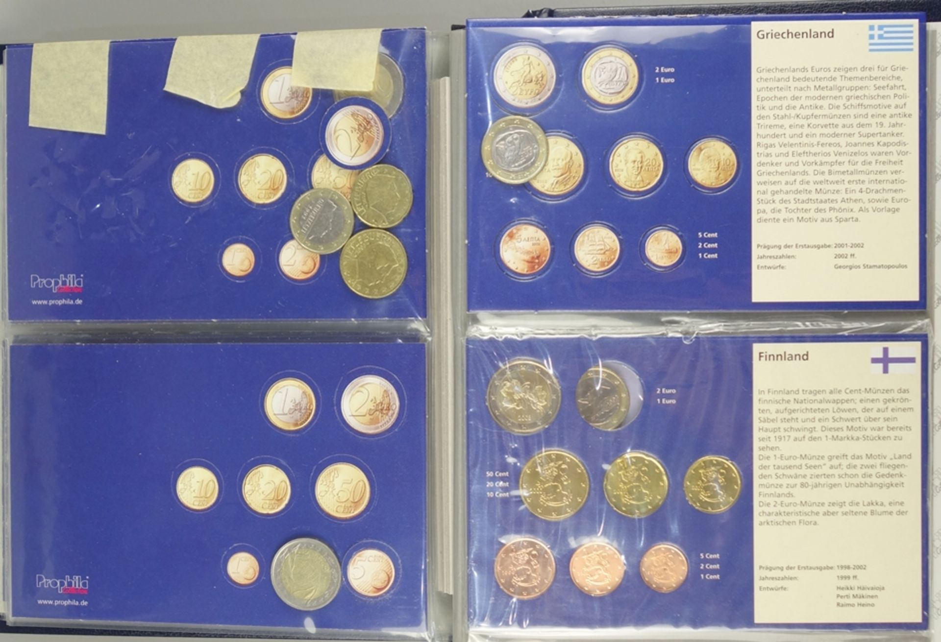 Ordner mit Euro-Münzsätzen (unvollständig) und ca. 25 Münzen und Medaillen, tlw - Bild 2 aus 2