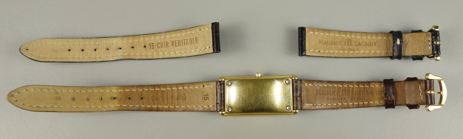Damenarmbanduhr Maurice Lacroix "Fiaba"+ Zusatzarmband, rechteckiges, vergoldet - Bild 3 aus 4