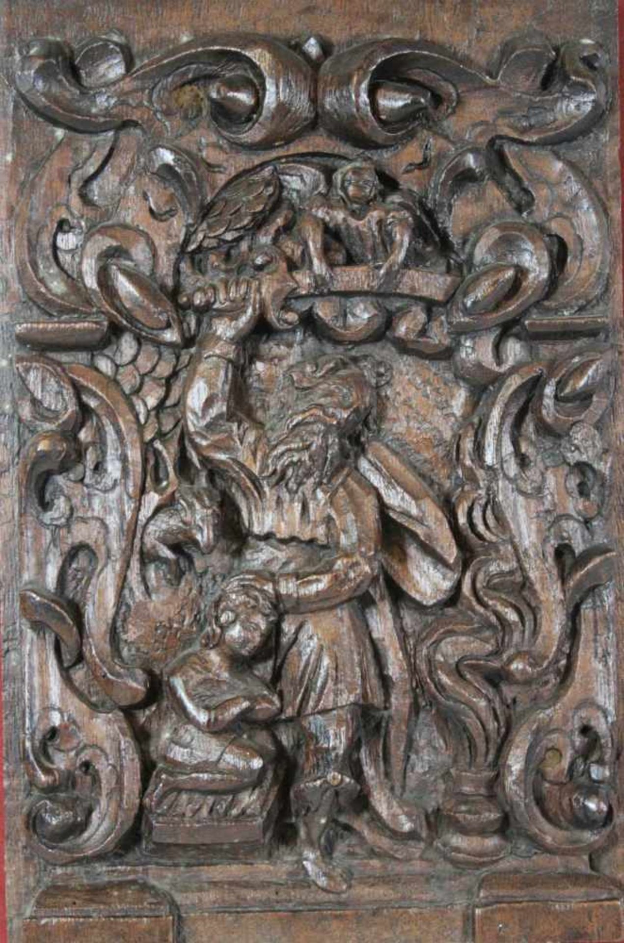 4 Wandpanele, Holzrelief im Barock Stil mit biblischen Szenen: Adam und Eva am Baum der - Bild 3 aus 4