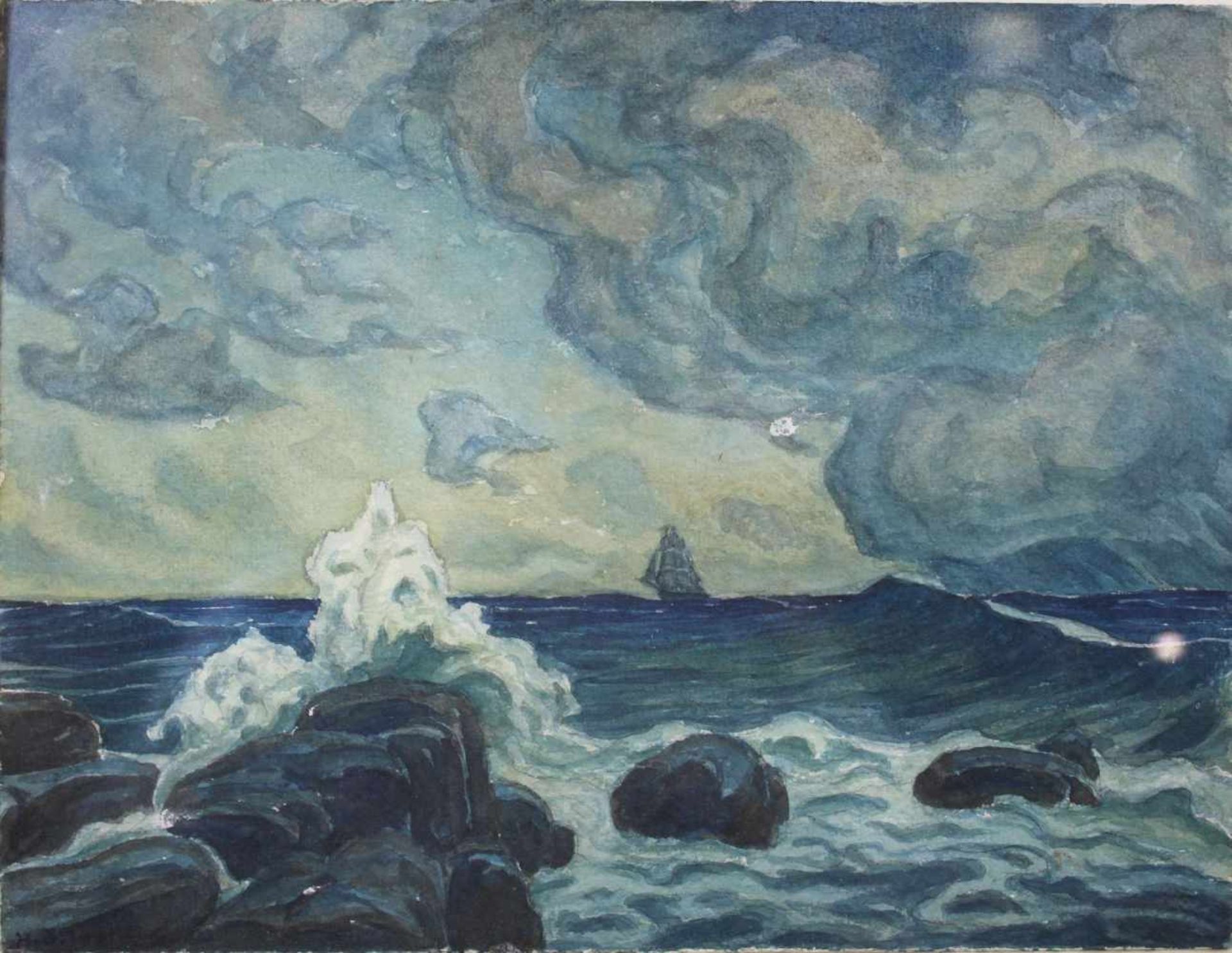 Der Sturm, Aquarell a. Papier, un. links sign., Lichtmaße: ca. 23 x 30 cm, verglast, gerahmt: 35 x