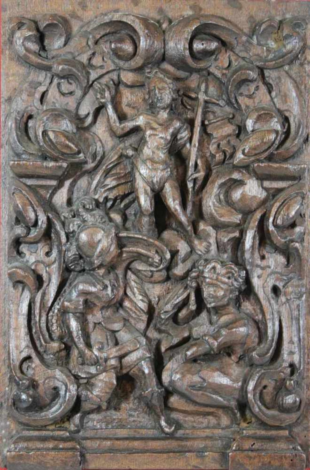 4 Wandpanele, Holzrelief im Barock Stil mit biblischen Szenen: Adam und Eva am Baum der - Bild 4 aus 4