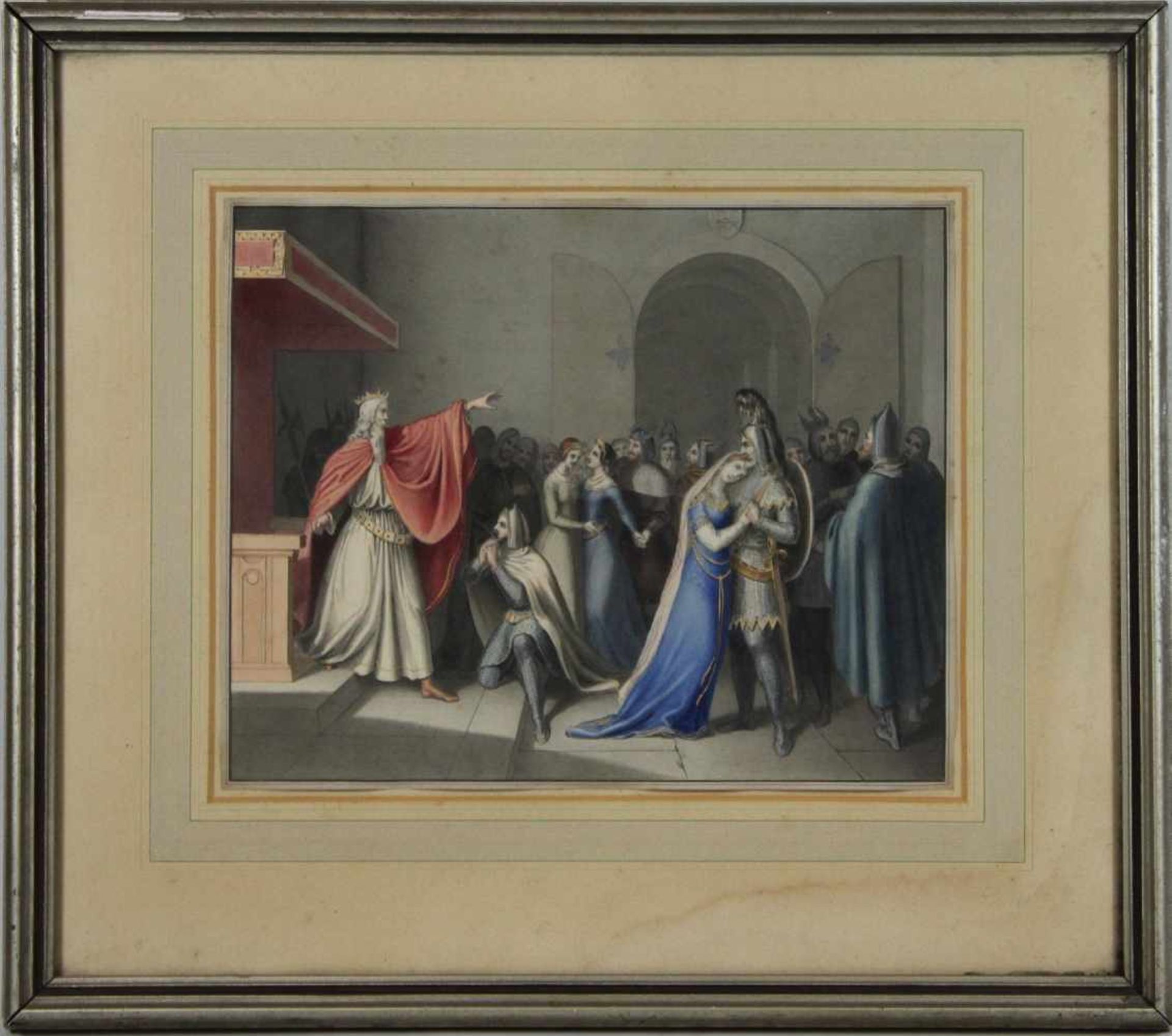 Carl Schnorr von Carolsfeld (deutsch, 1819 - 1874), Szene aus König Lear, Aquarell auf Papier, - Bild 2 aus 2