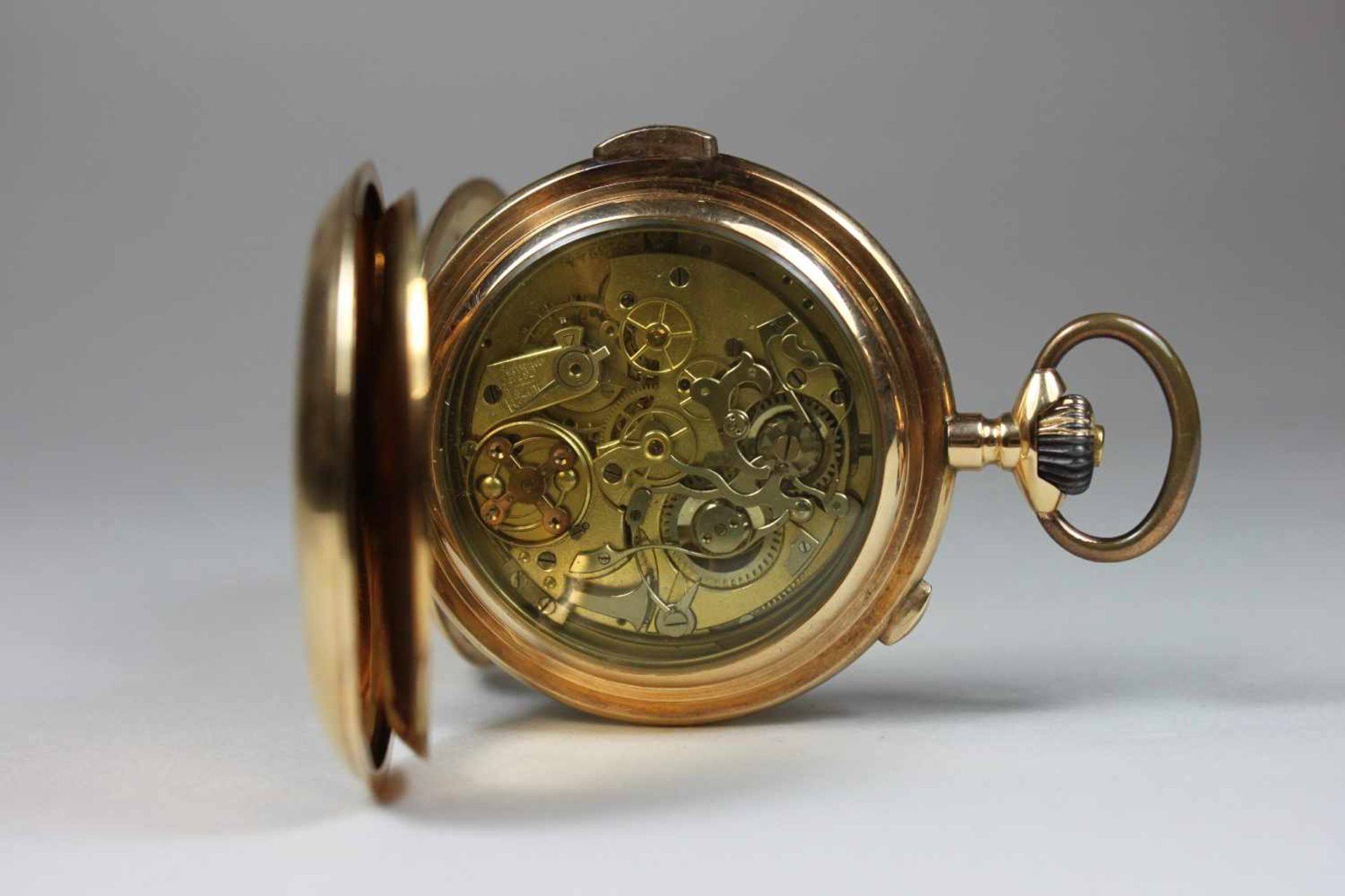 Taschenuhr, 585er Gelbgold, mit Repetition, Werk ungeprüft, Uhr läuft an. Repetition und - Bild 3 aus 4