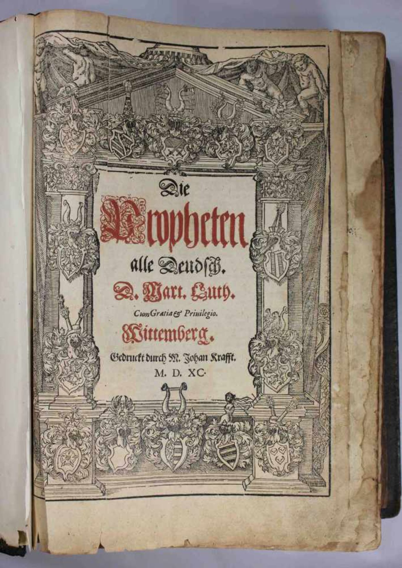 Buch der Propheten von D. Martin Luther, gedruckt von Johann Krafft, Wittenberg 1590, Maße: 37,5 x - Bild 2 aus 3