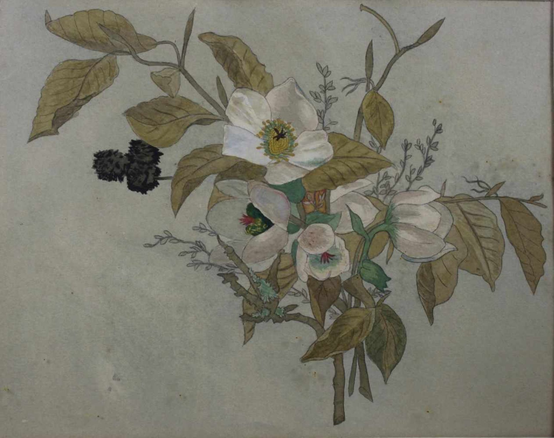Blumenstrauß, Aquarell a. Papier, Lichtmaße: 20,5 x 25,5 cm, Pass., verglast, gerahmt: 39 x 43