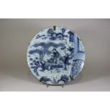 Delft Keramik-Platte, mit chinesischem Motiv, von Gerrit Kam, um 1700, GK Monogramm auf der