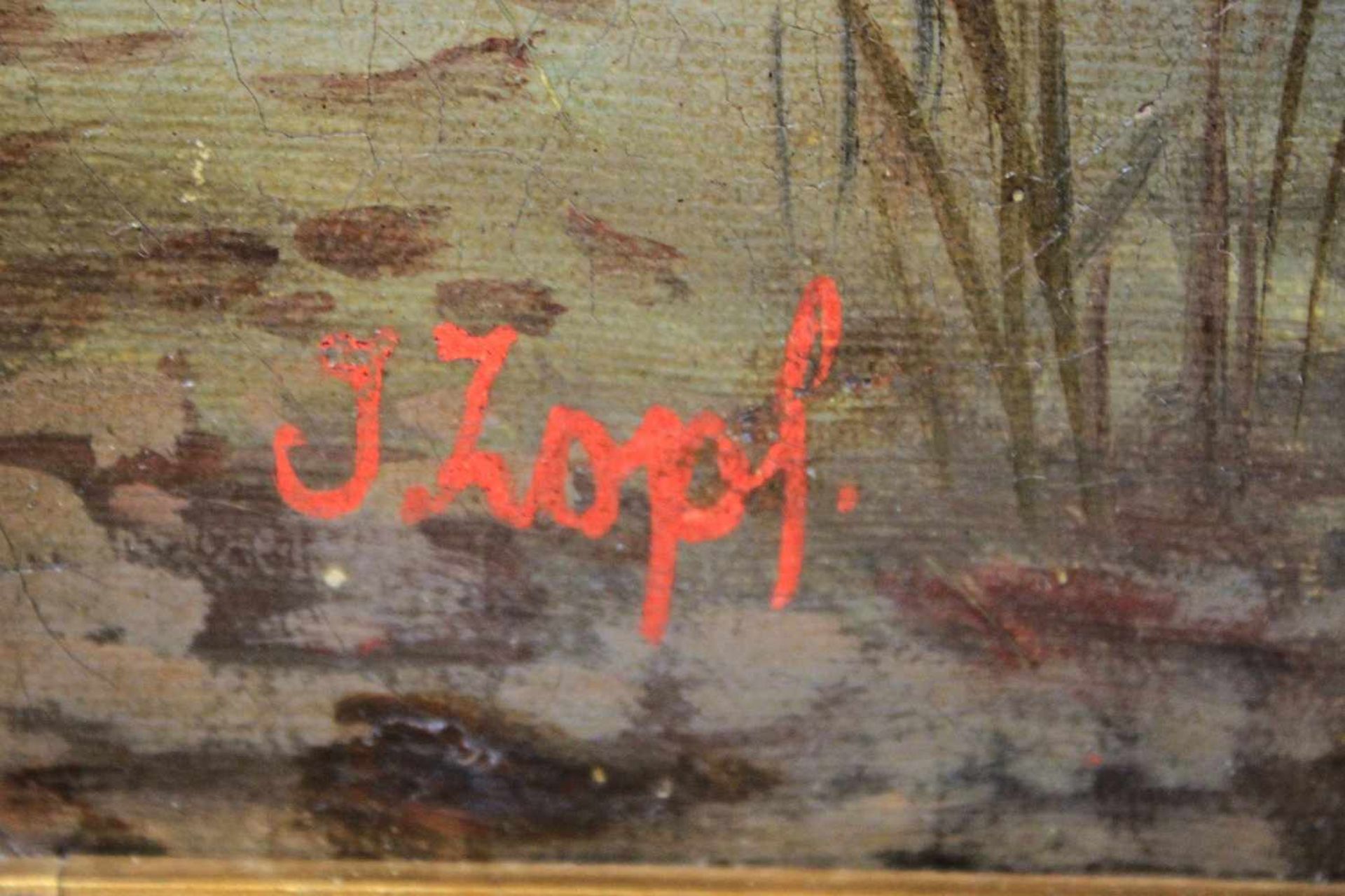 Julius Zopf (Wien 1838-1897), Am Waldesrand, Öl auf Leinwand, signiert: J Zopf, Maße: ca. 53 x 79 - Bild 2 aus 3