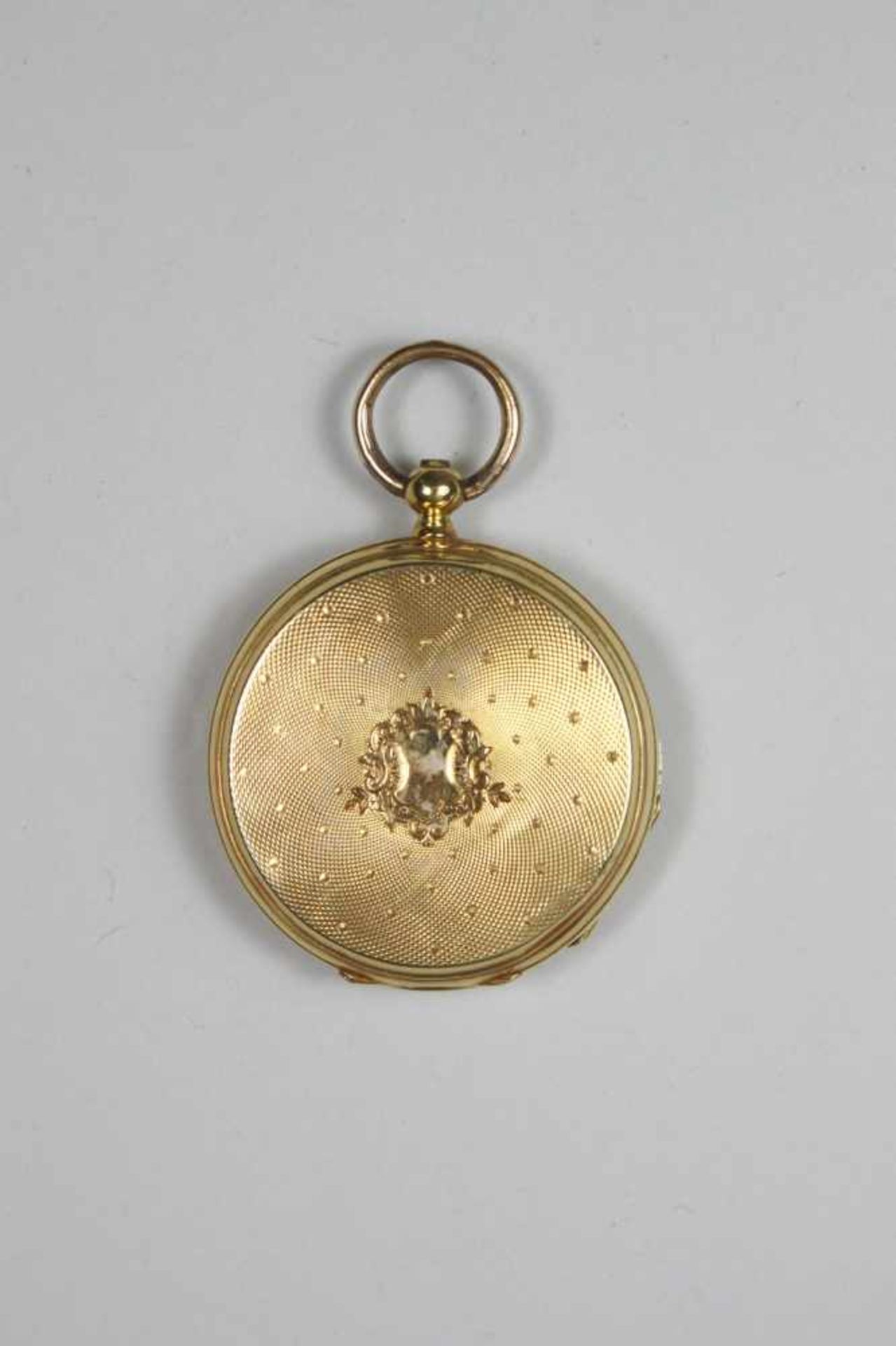 Kleine Taschenuhr, Gold, römische Zahlen, Gravur: Cylindrel Huit Rubis und Seriennr. auf dem inneren - Bild 2 aus 4