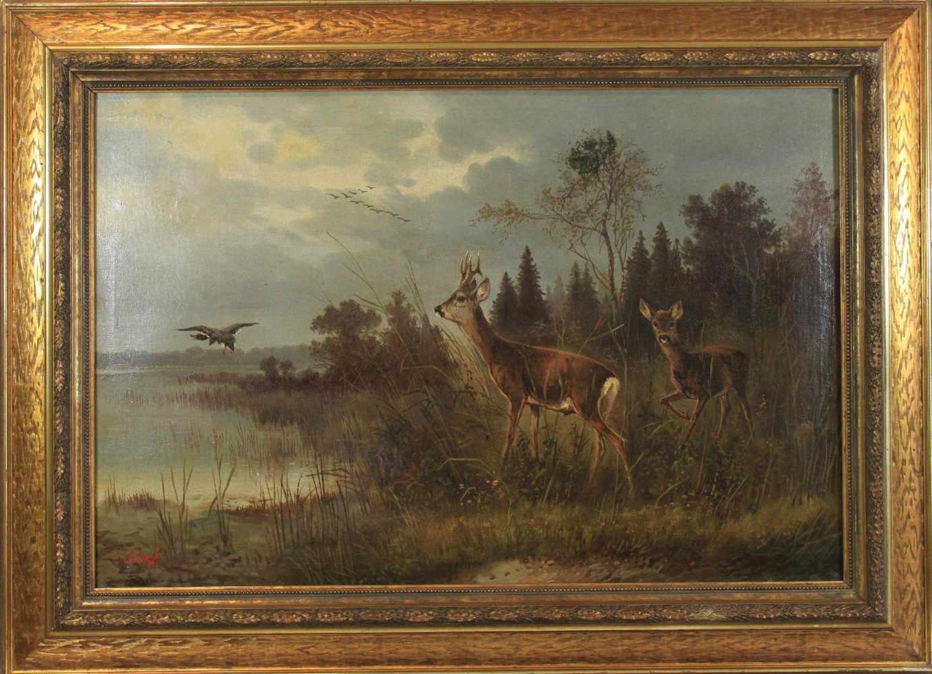 Julius Zopf (Wien 1838-1897), Am Waldesrand, Öl auf Leinwand, signiert: J Zopf, Maße: ca. 53 x 79 - Bild 3 aus 3