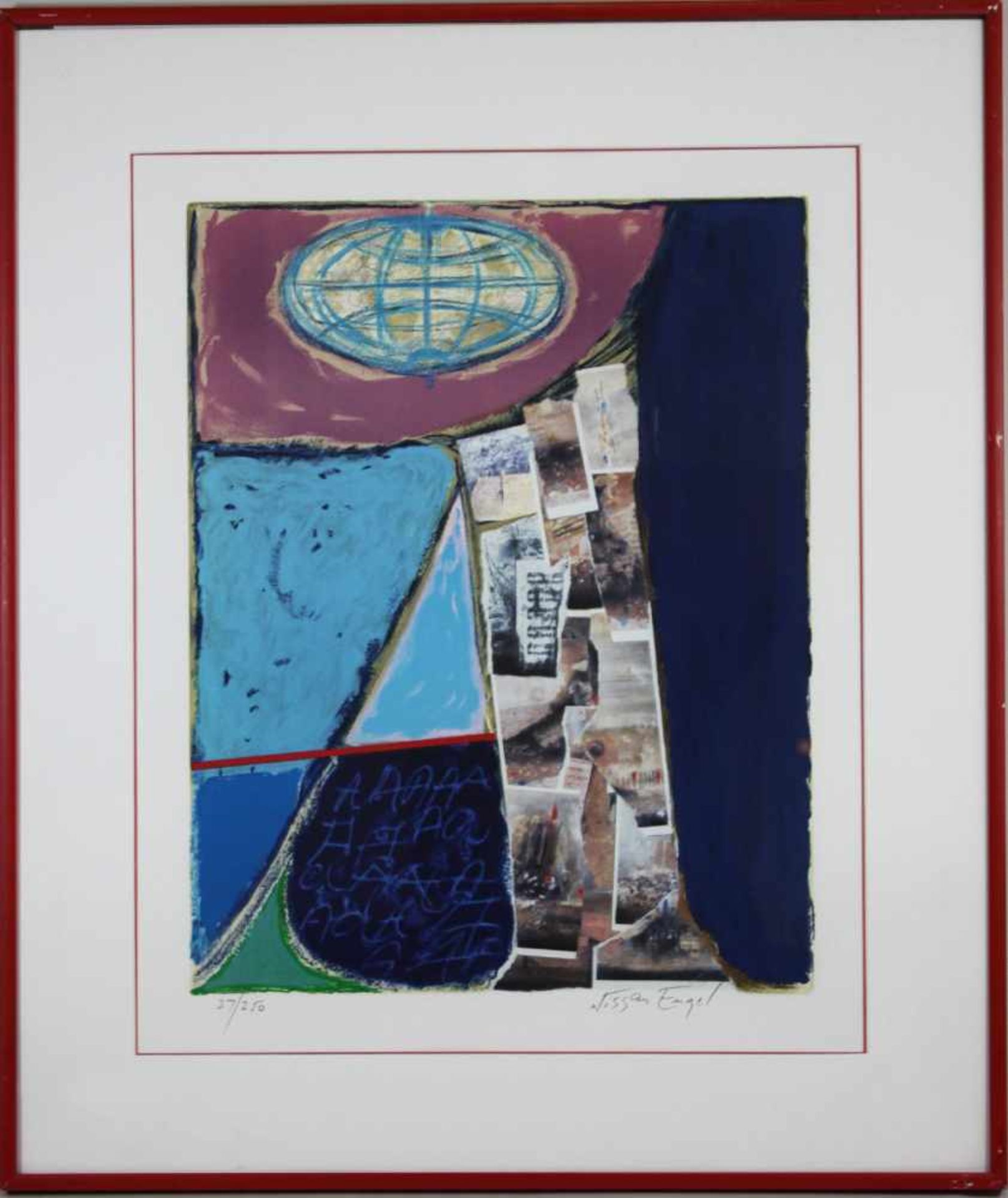 Nissan Engel (israelisch, 1931-2016), Komposition mit Globus, Farblithographie, Auflage: 28/250, - Bild 2 aus 2