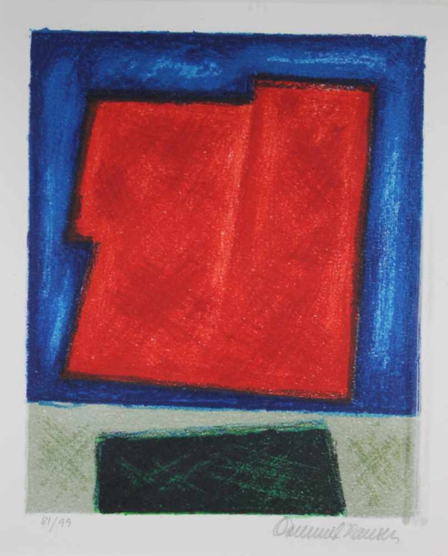 Abstrakte Komposition, Lithographie a. Papier, numm.: 81/99, sign.: Osmund Hansen, Lichtmaße: 23 x