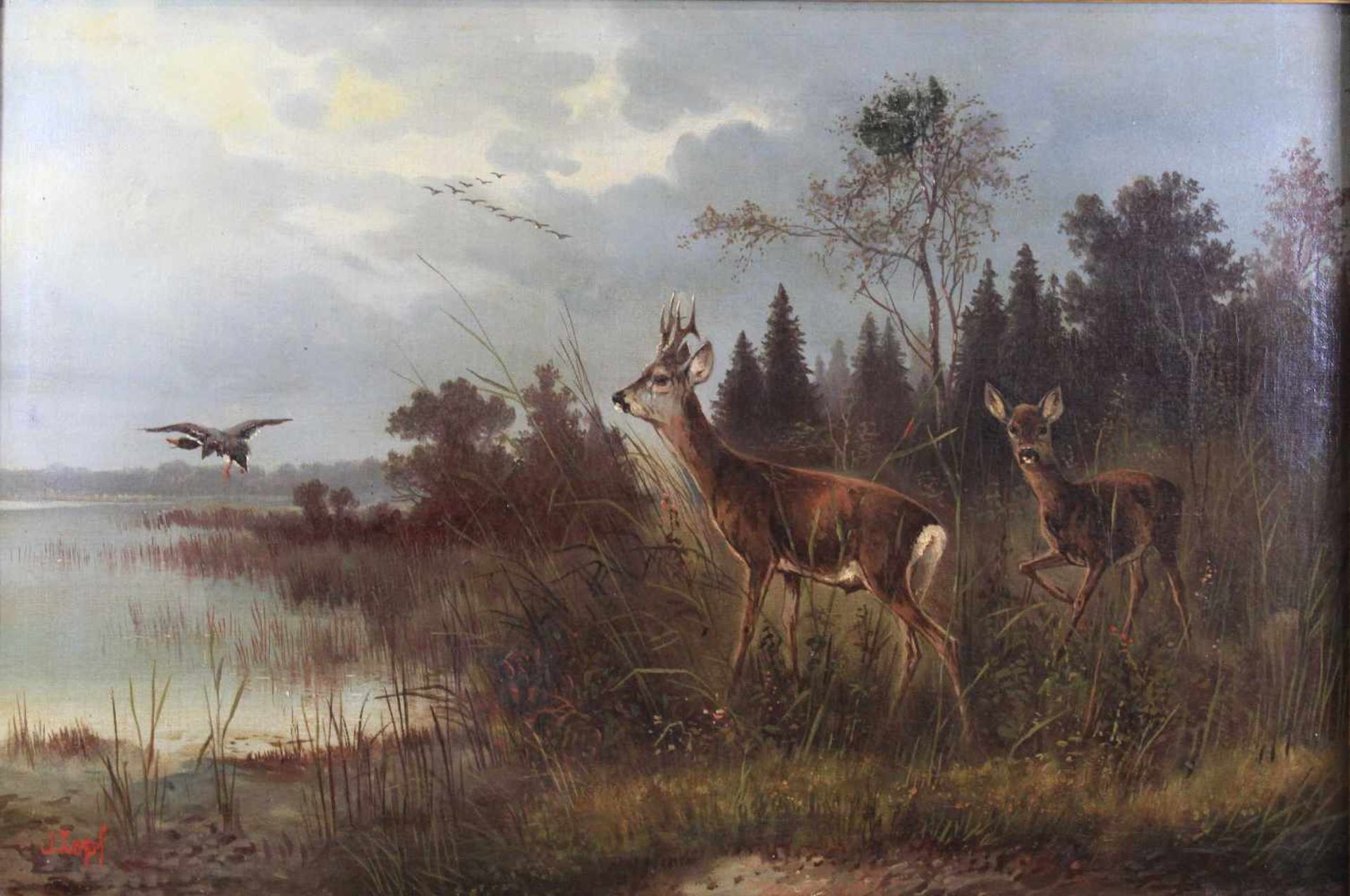 Julius Zopf (Wien 1838-1897), Am Waldesrand, Öl auf Leinwand, signiert: J Zopf, Maße: ca. 53 x 79