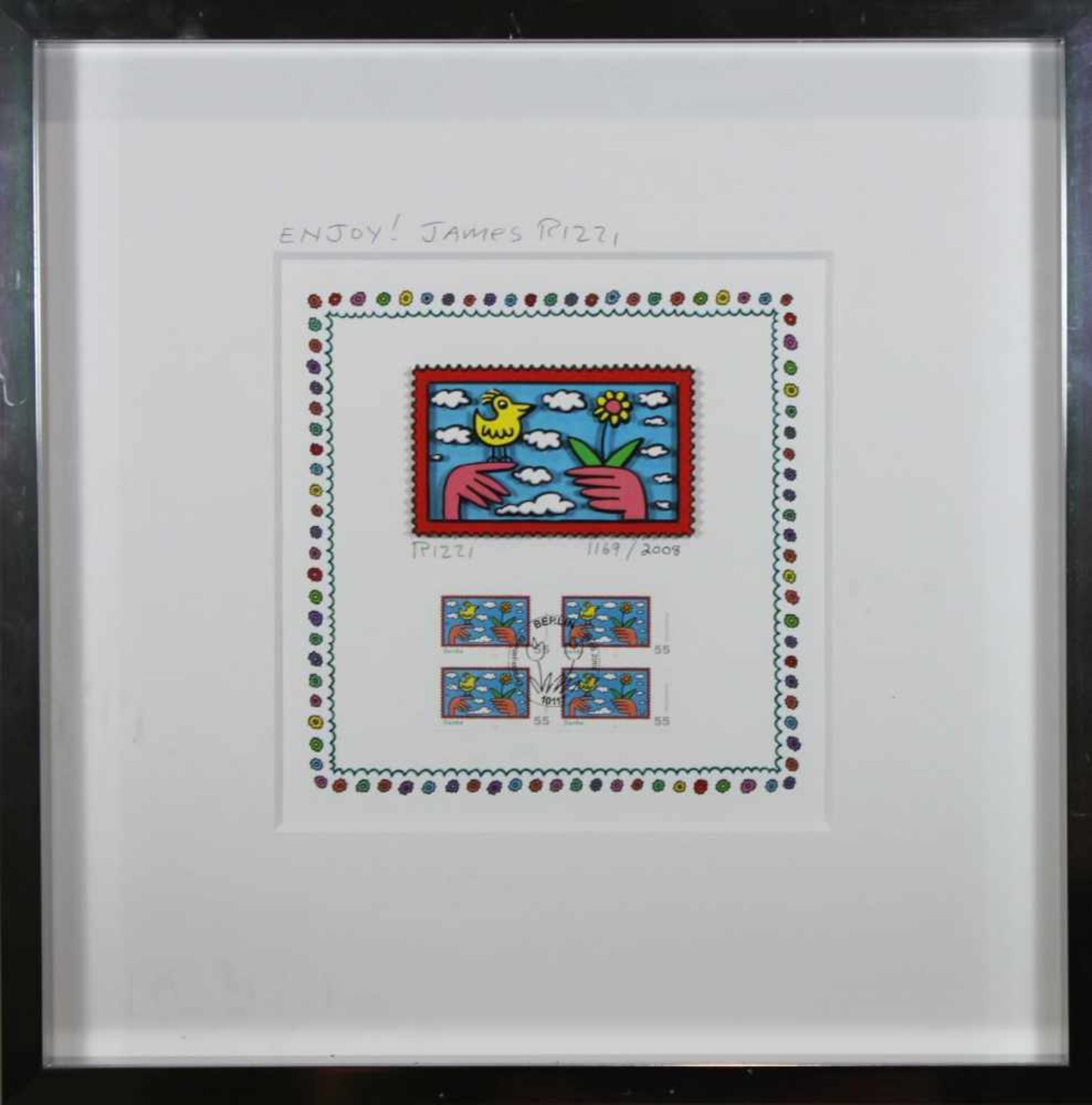 James Rizzi (1950 - 2011), Enjoy 2008, Zwei 3-D Lithografien in Farbe und Briefmarkenblöcken (2 x - Image 4 of 4