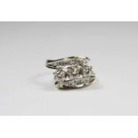 Damenring, 585er Gold, mit Brillanten und Diamanten zus. 0,50 ct W si - p, gute Brillanz,