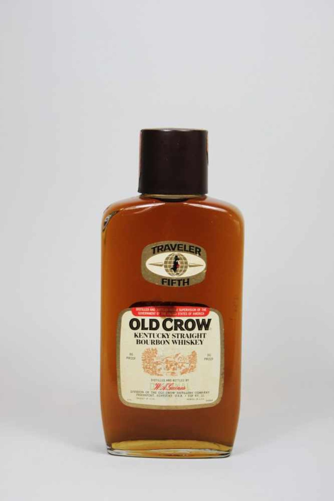 Flasche Traveler Fifth, Old Crow Kentucky Straight Bourbon Whiskey, 1985, 0,757 L. Flasche