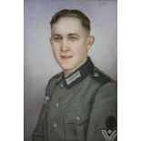 Louis Scherf (1870 - 1955), Soldatenportrait, Porzellan, oben rechts signiert: L. Scherf, Maße: