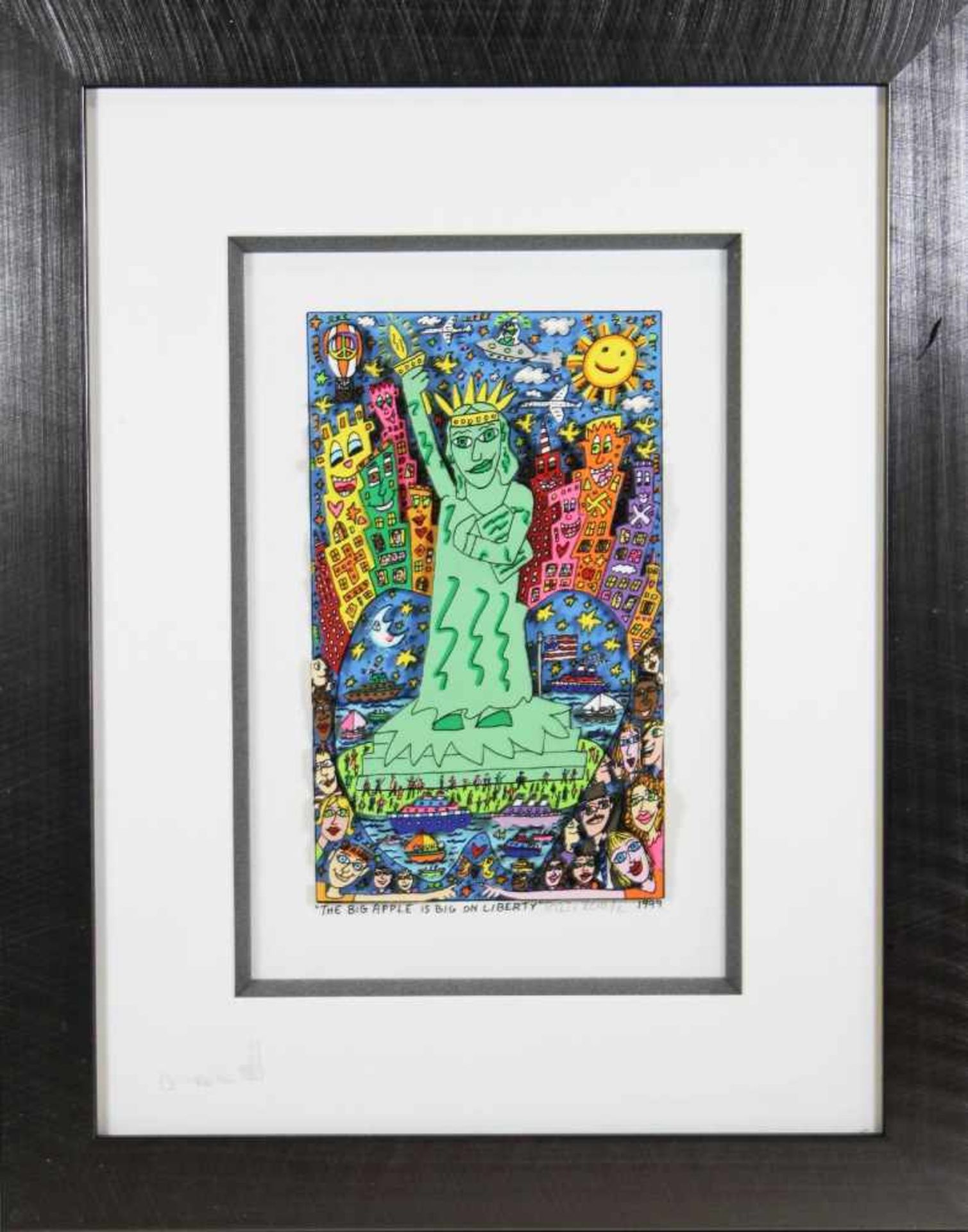James Rizzi (1950 - 2011), The big apple is big on Liberty, 1999, 3-D Lithografie in Farbe, im Stein - Image 2 of 3