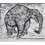 Hannelore Köhler (1929 - 2019), Elefant, Linolschnitt, sign. u. dat. 1957, Lichtmaße: 49 x 36 cm,