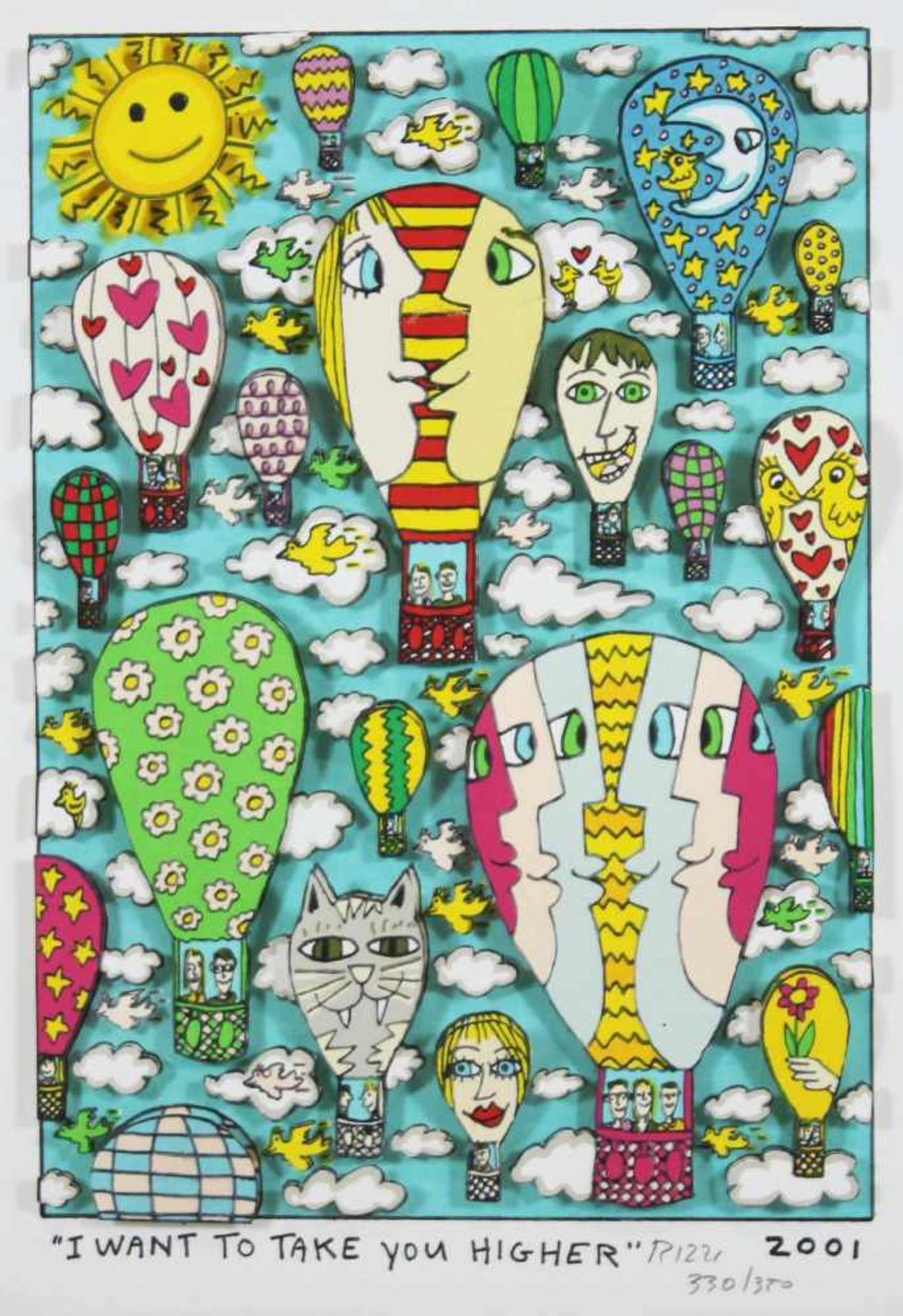 James Rizzi (1950 - 2011), I want to take you higher, 2001, 3-D Lithografie in Farbe, im Stein