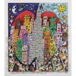 James Rizzi (1950 - 2011), The big apple is big on the Empire State Building 1999, 3-D Lithografie