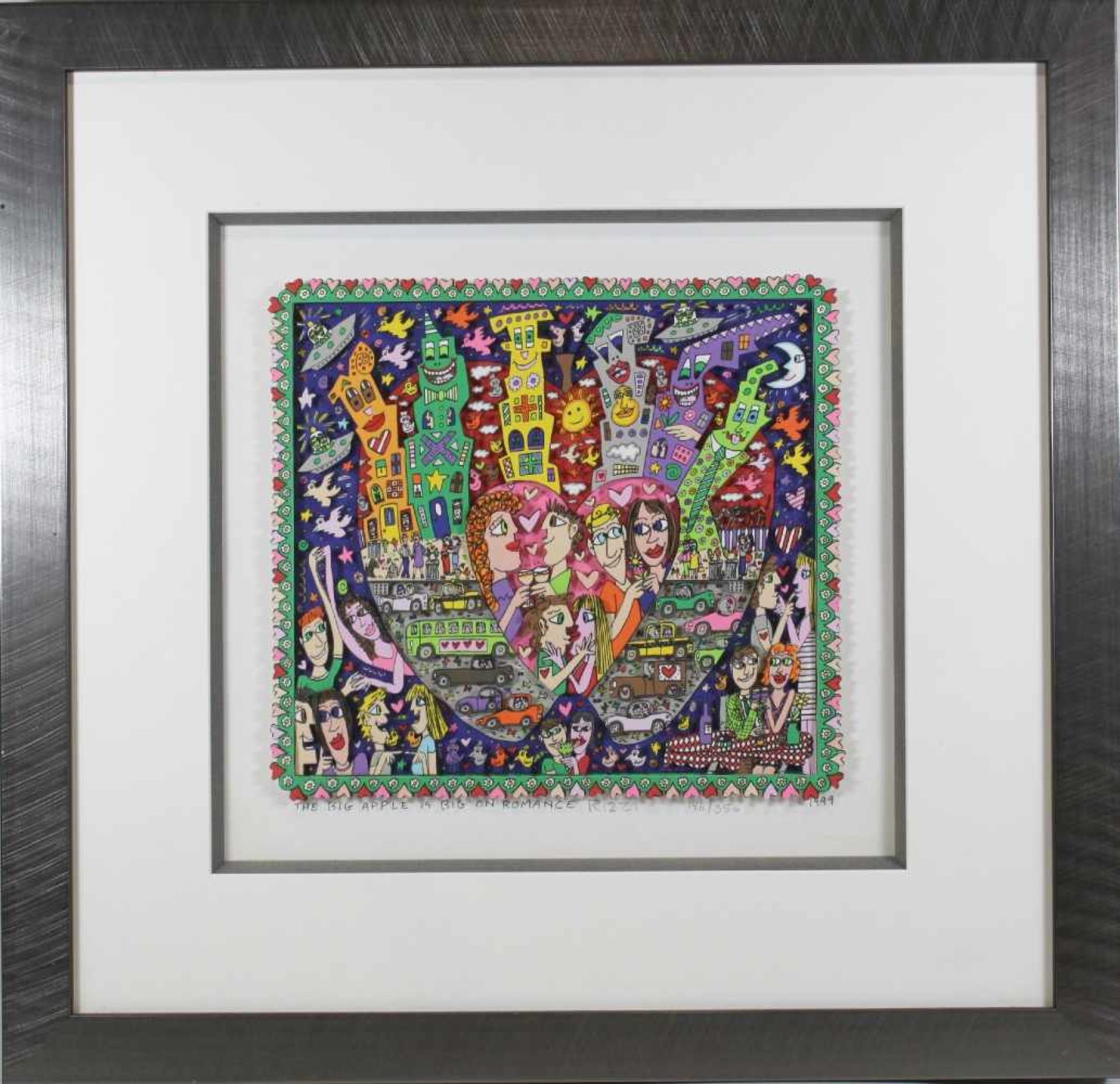 James Rizzi (1950 - 2011), The big apple is big on romance 1999, 3-D Lithografie in Farbe, im - Image 2 of 3