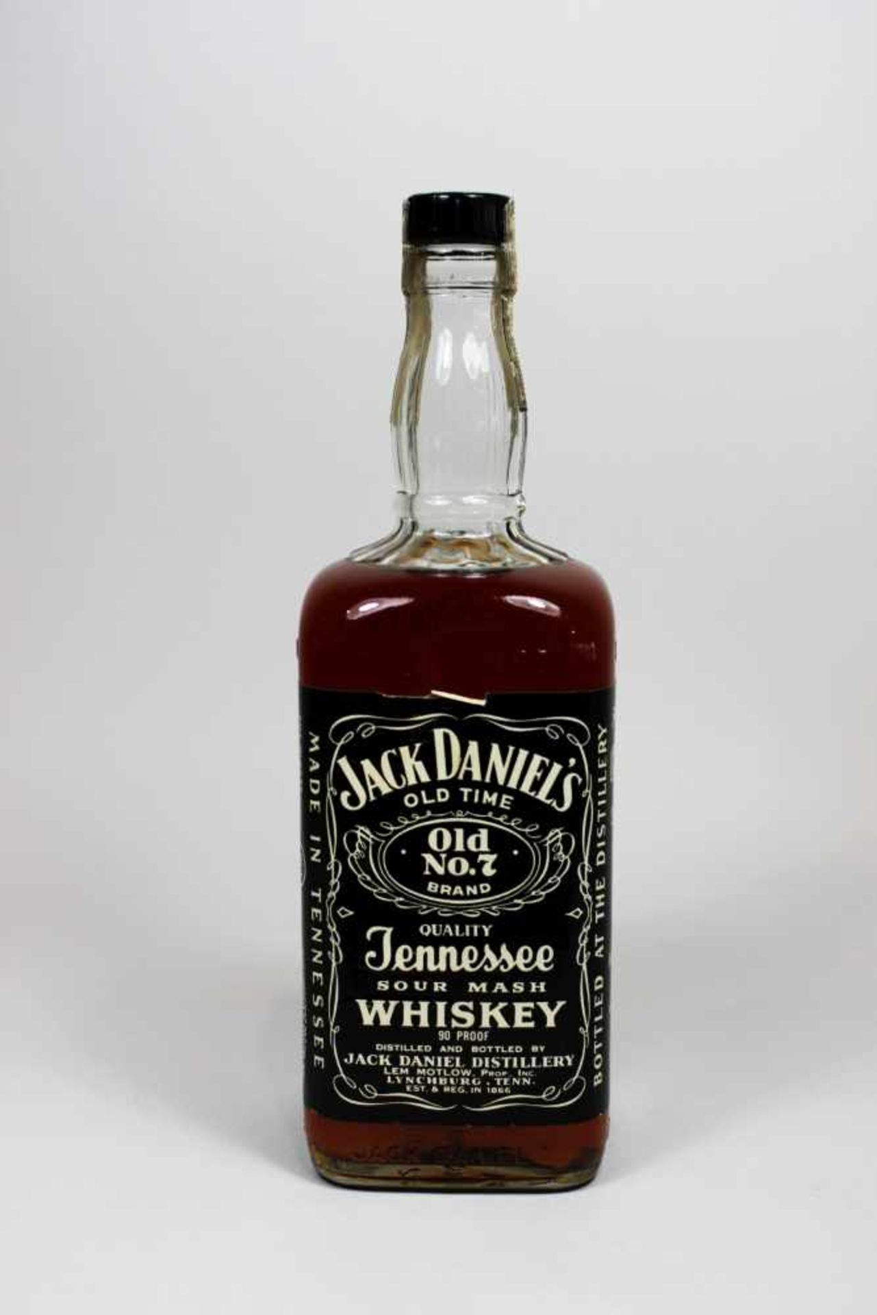 Flasche Jack Daniels Whiskey, 1985, mit Banderole.