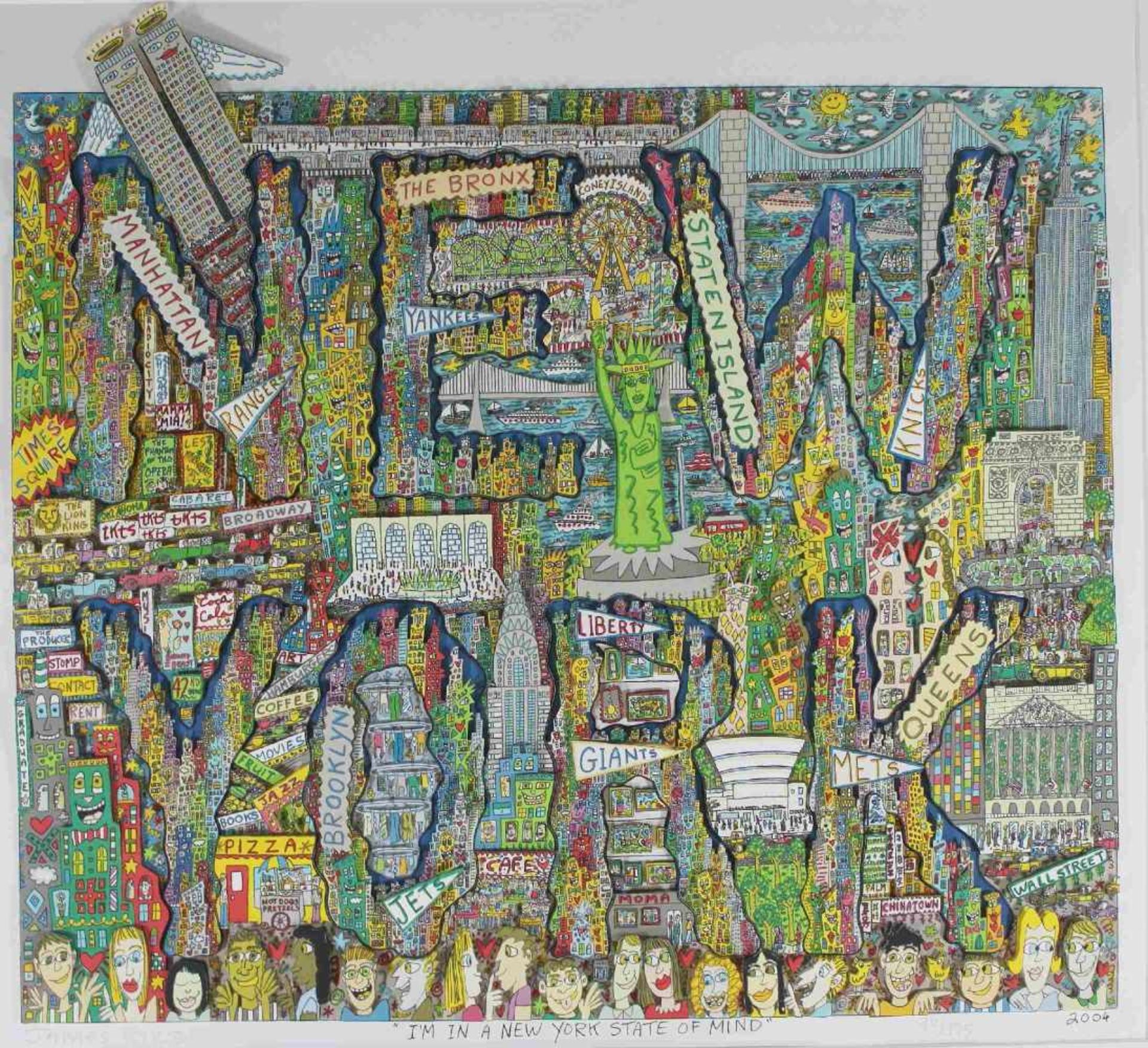 James Rizzi (1950 - 2011), I m in a New York State of Mind, 2004, 3-D Lithografie in Farbe, im Stein